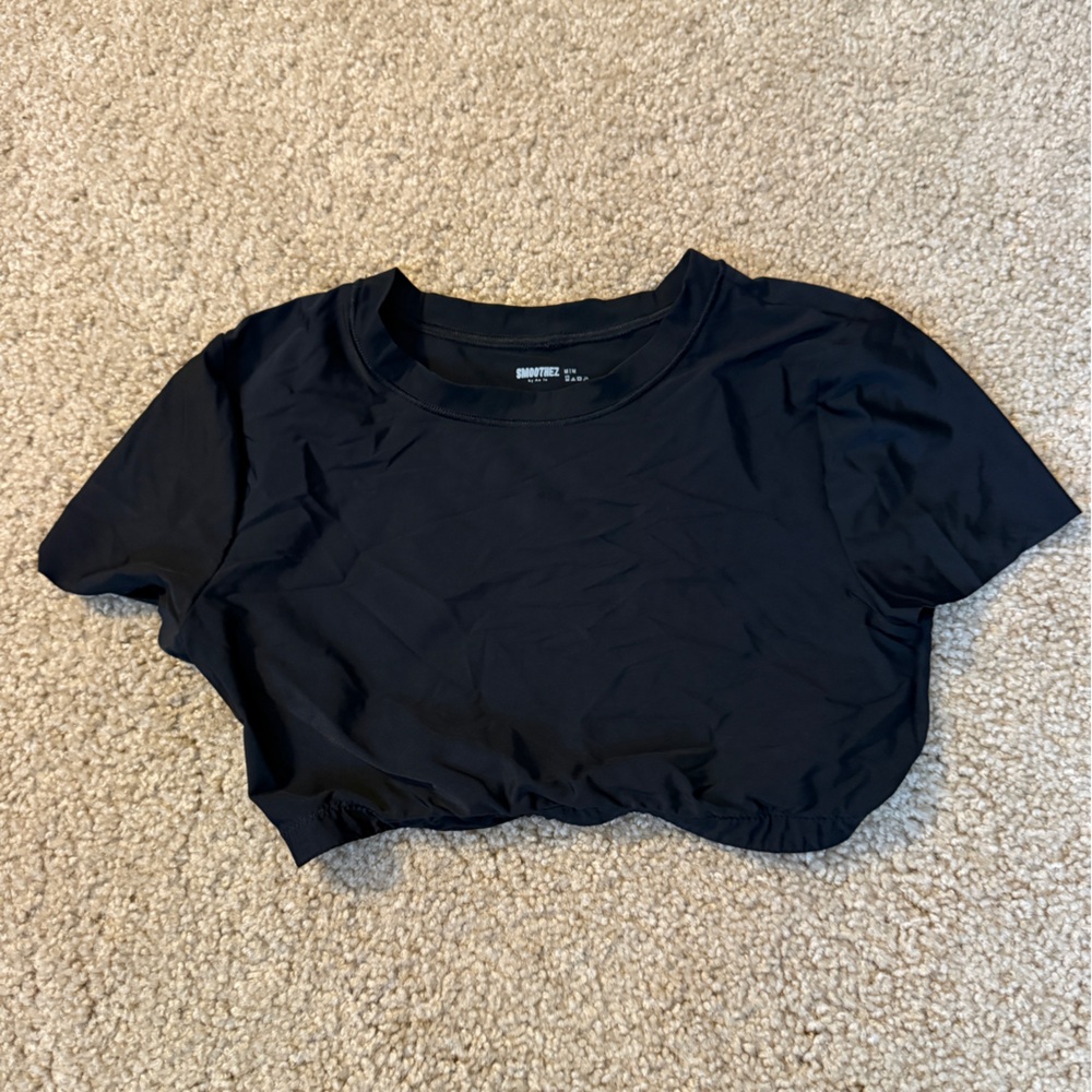 aerie Black Cropped Tee